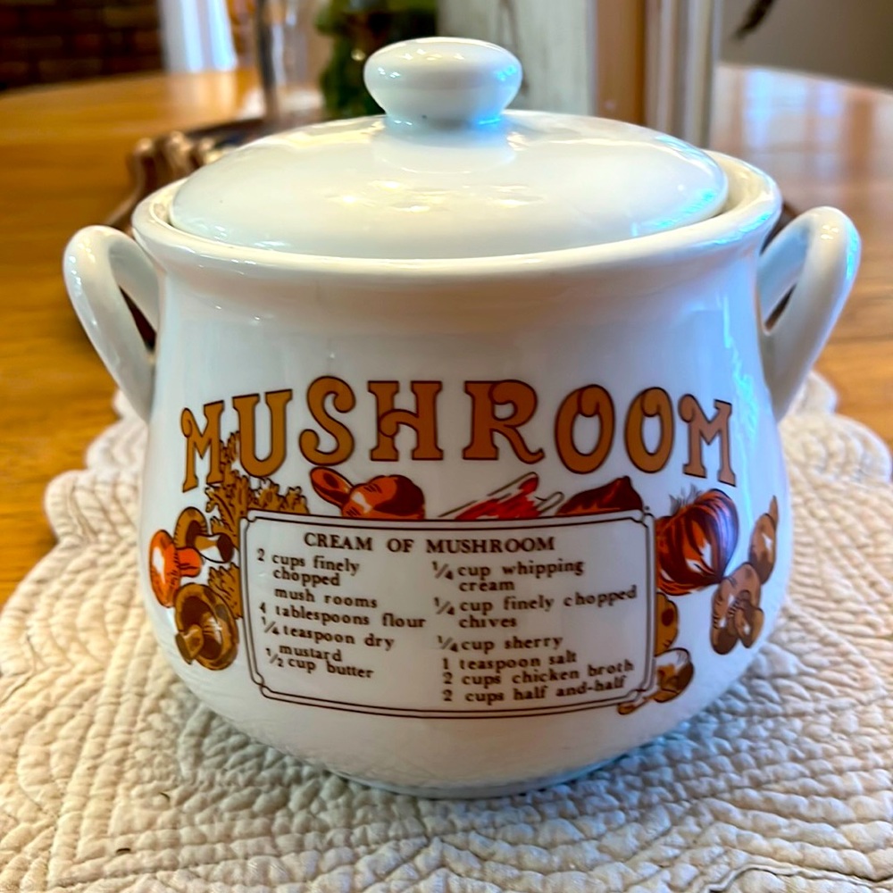 Collectible Midwestern Homeproducts MUSHROOM soup porcelain bowl with lid